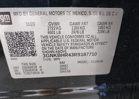 2024 Chevrolet Blazer Awd 2Lt z USA, uszkodzony, nr VIN 3GNKBHR43RS187710